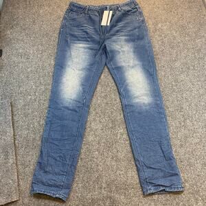 Camisa Women Size 33 Medium Wash Elastic Waistband Straight Leg Jeans Ankle New